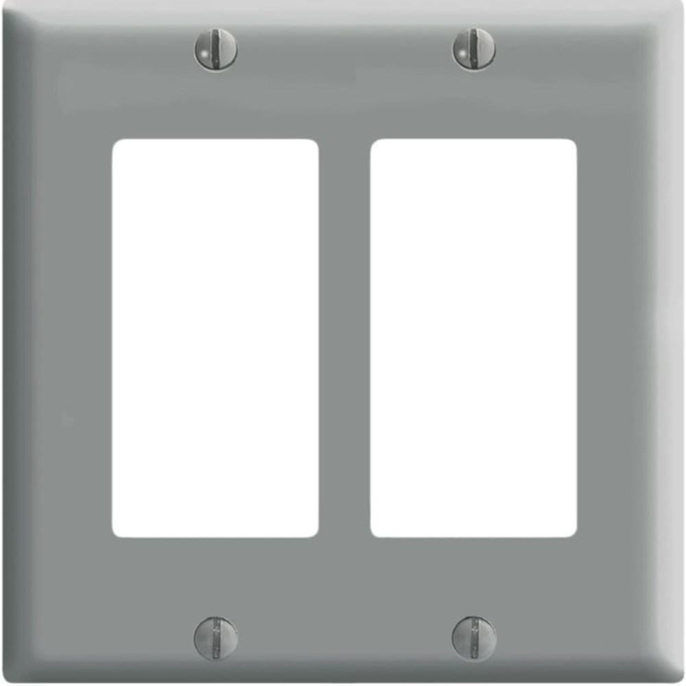 New Leviton 80409-GY Decora Wall Plate, 2‎ Gang, Grey